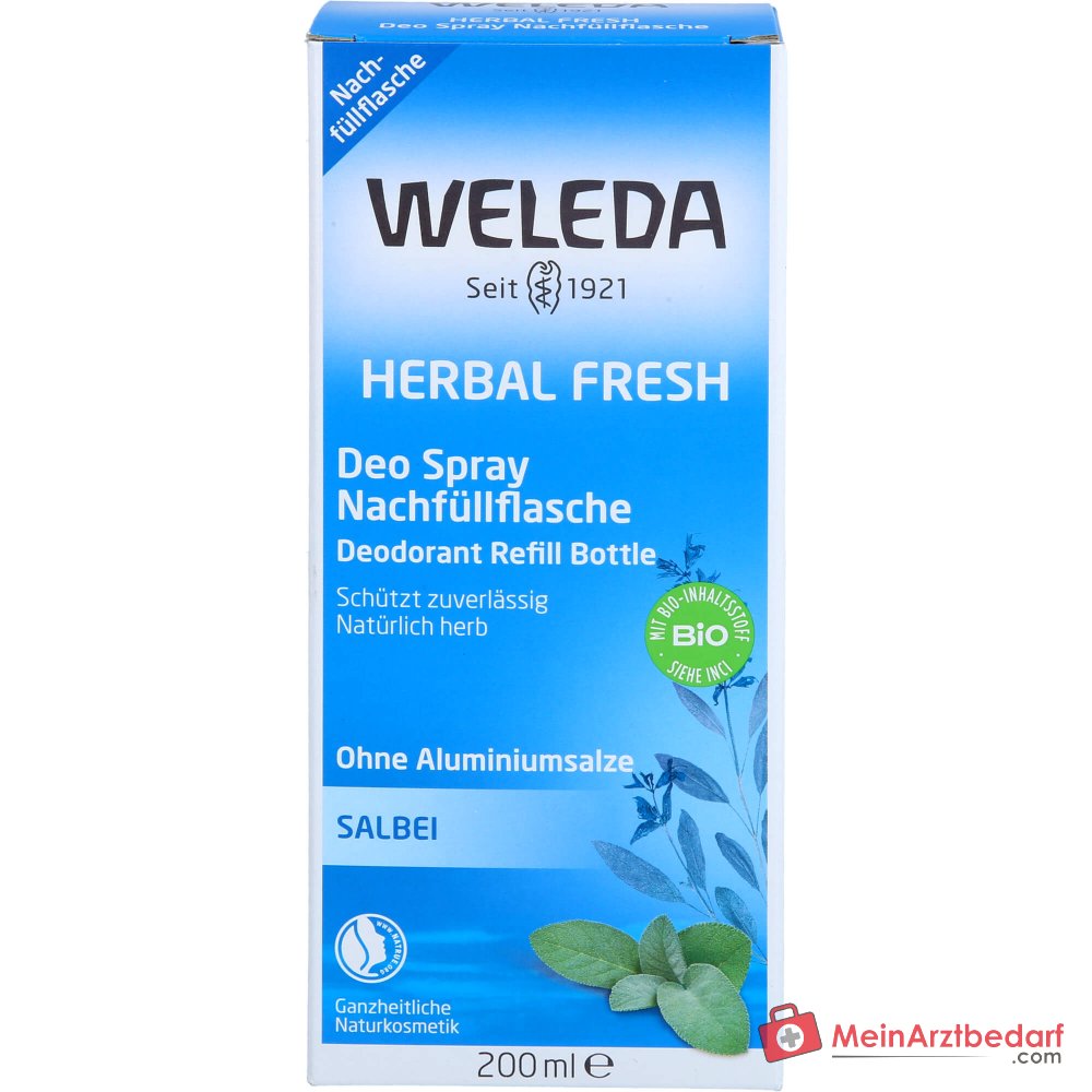 Weleda Herbal Fresh Deo Spray Salbeioel Nachfuellflasche, 200 ml