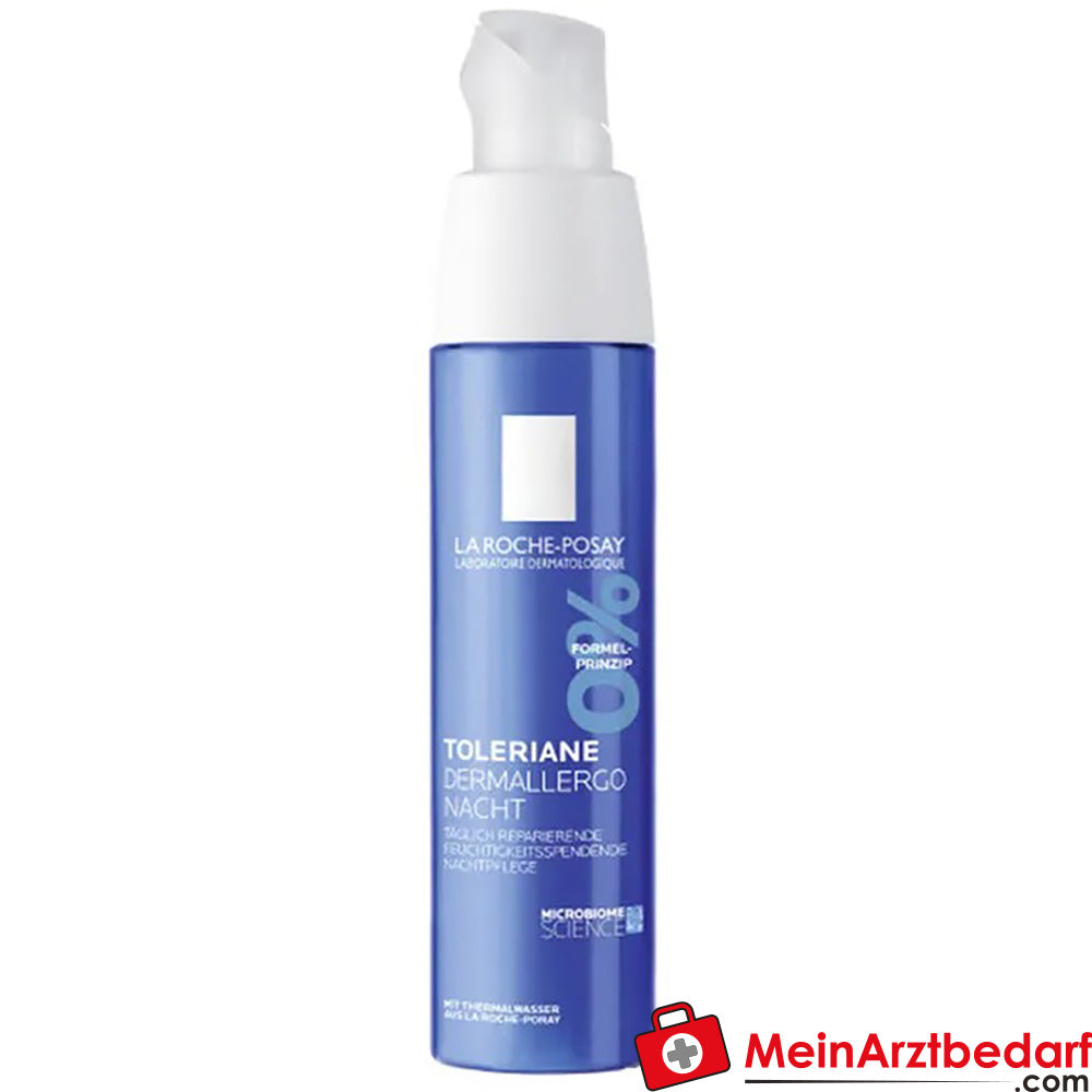 La Roche Posay Toleriane Dermallergo Nacht, Gesichtscreme bei trockener, empfindlicher und zu Allergien neigender Haut, 40ml.