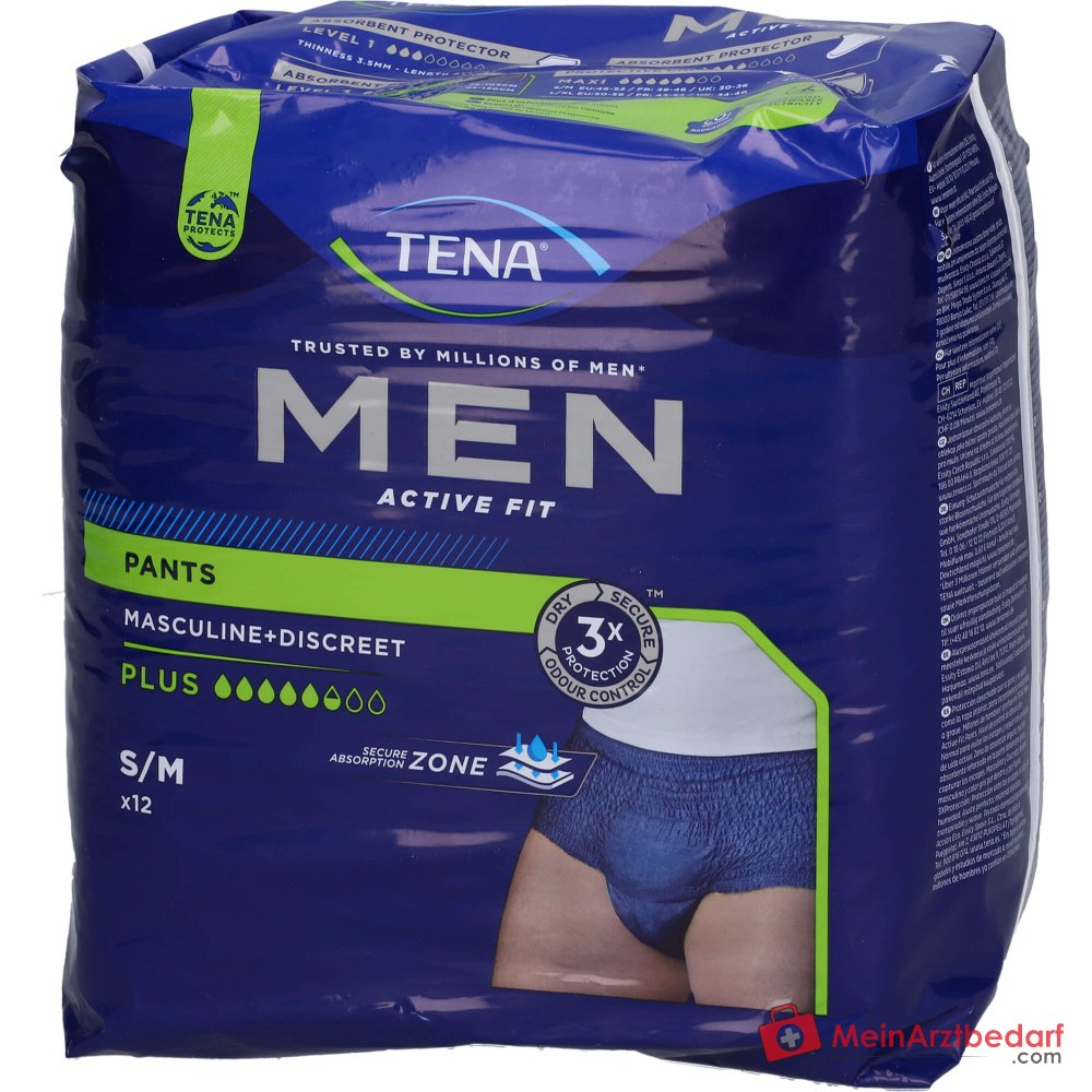 TENA Men Active Fit Pants Plus wegwerpluier S/M blauw 48 stuks (4x12)