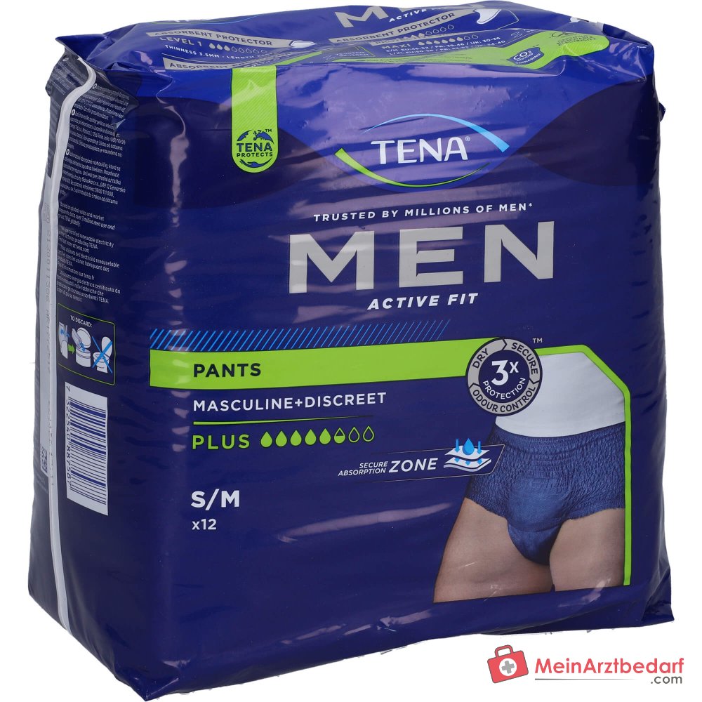 TENA Men Active Fit Pants Plus wegwerpluier S/M blauw 48 stuks (4x12)