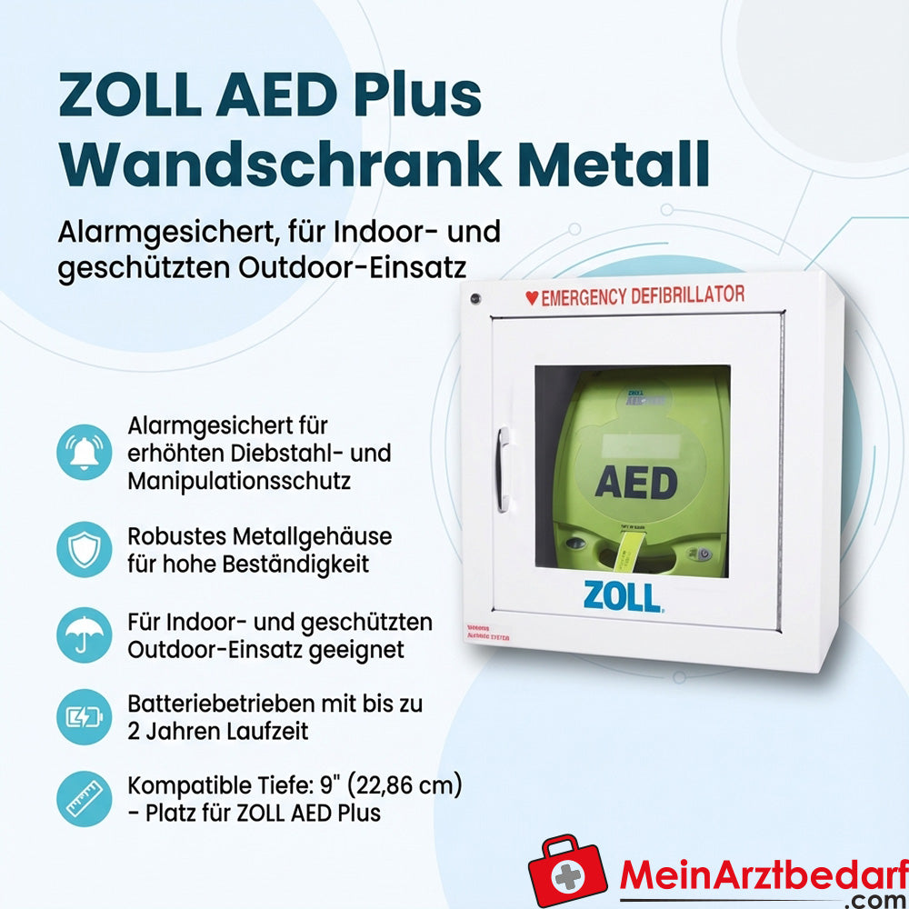 ZOLL AED Plus alarm-protected metal wall cabinet