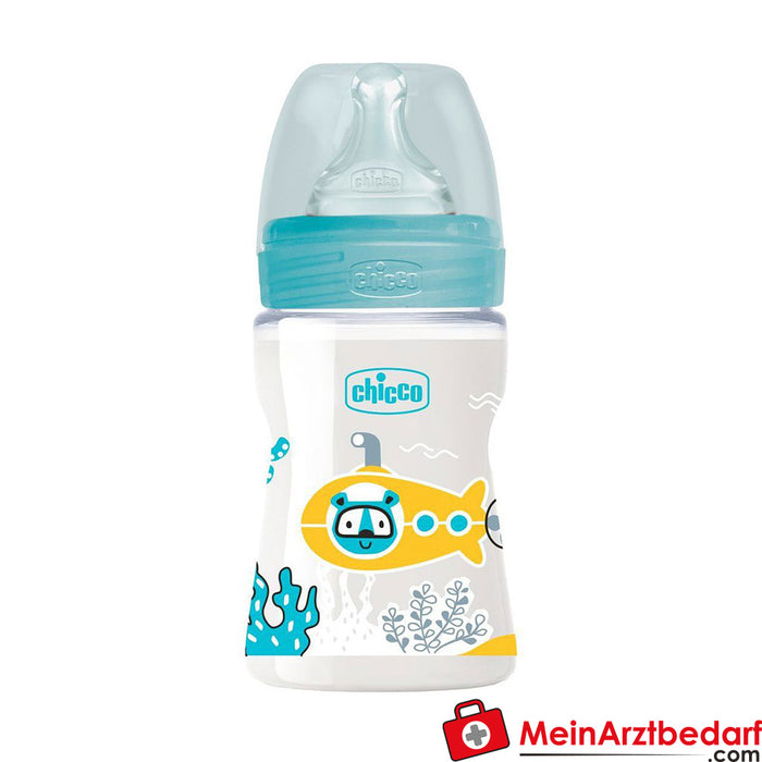 Chicco 婴儿奶瓶 Well-being，150 毫升，正常流量，0 米以上，硅胶，粉红色