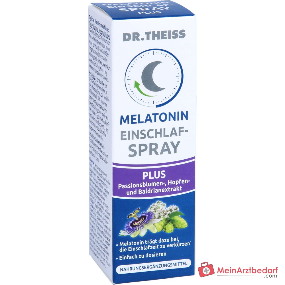 Dr. Theiss Melatonin Einschlaf-Spray Plus Melatonin / Baldrianwurzelextrakt / Passionsblumenkrautextrakt / Hopfenextrakt Mundspray, 20 ml.