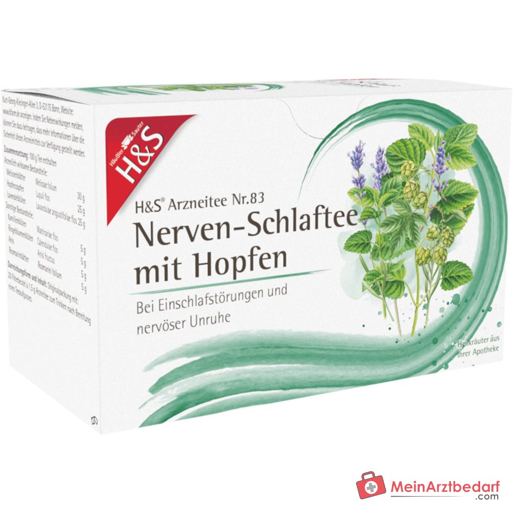 Tisana per nervi e sonno con luppolo H&S, 20 bustine, 20 x 1,5 g