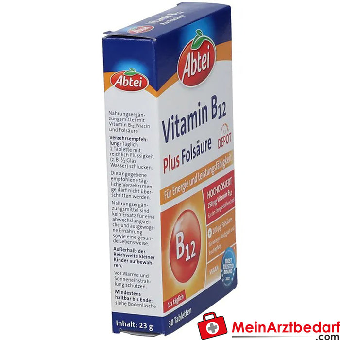 Abtei Vitamine B12 Plus Acide Folique, 30 comprimés
