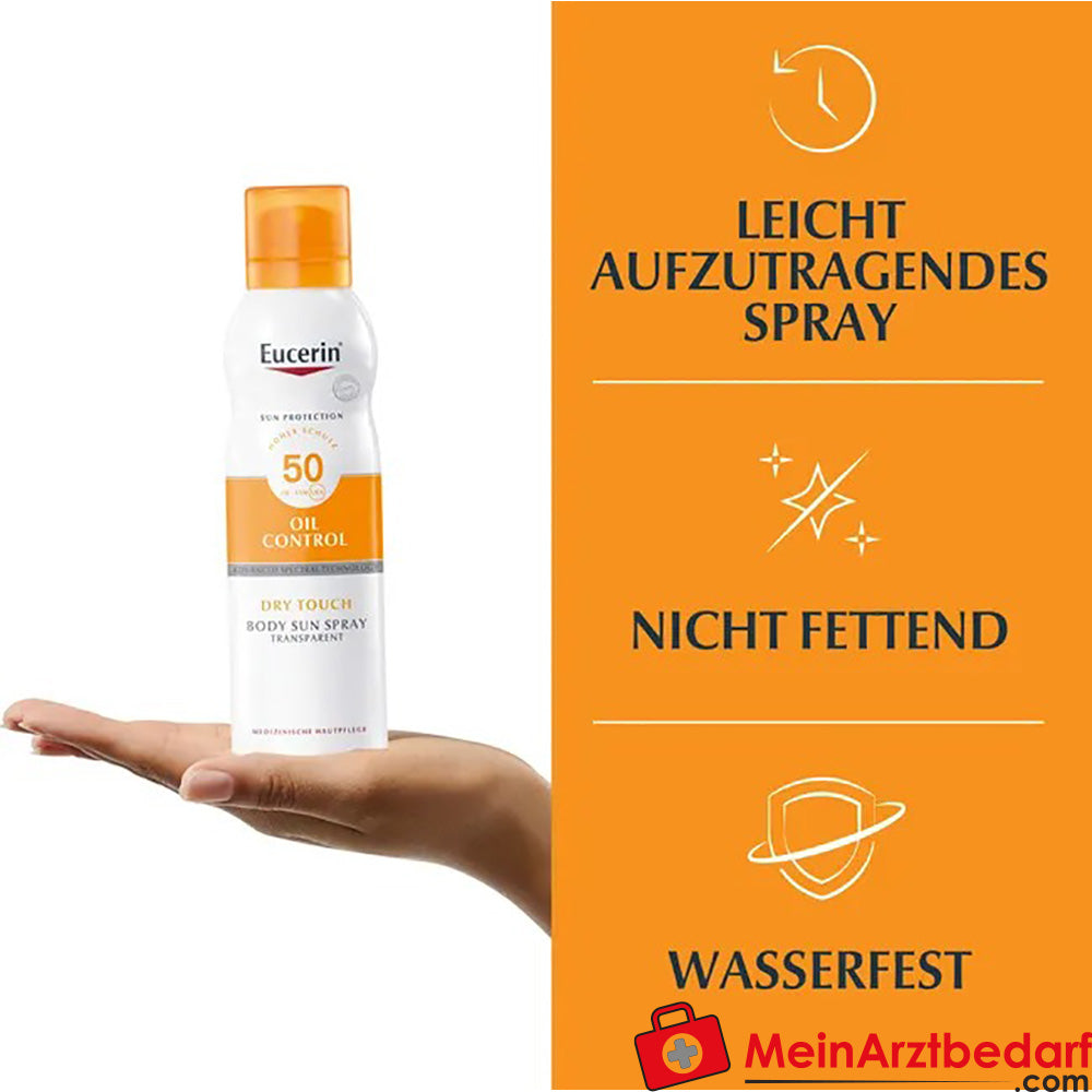 Eucerin® Oil Control Dry Touch Spray LSF 50 – für empfindliche und zu Akne neigende Haut, 200ml.