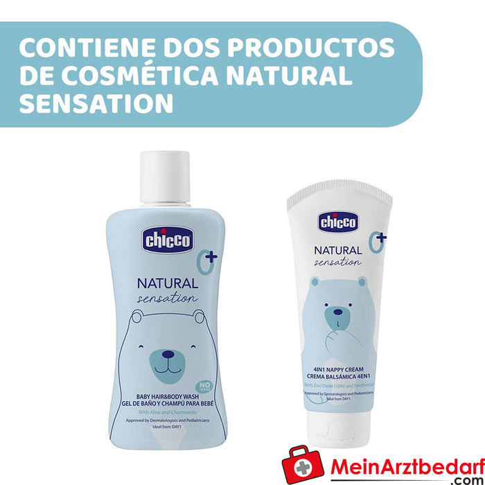 Chicco Natural Sensation - Kit 2 : 1 Shampooing & Bain de corps - Sans larmes 200 Ml, 1 Crème à langer 4en1 100 Ml