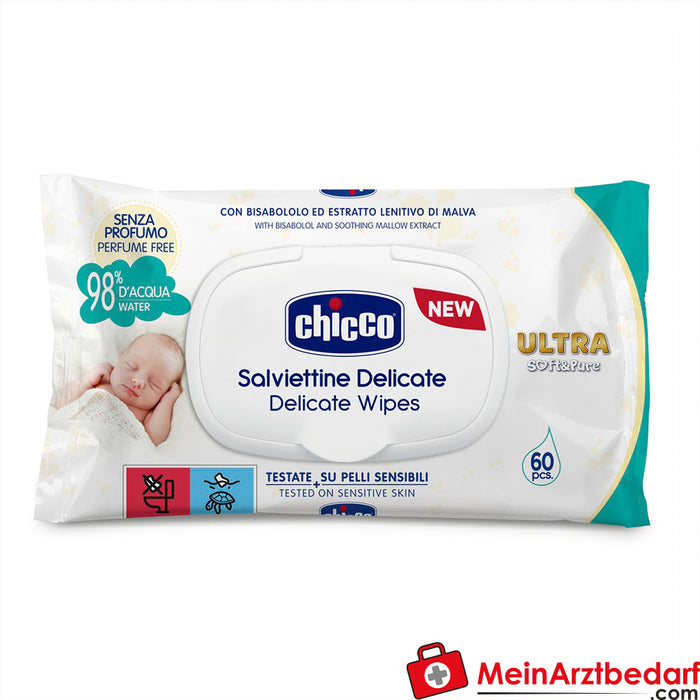 Chicco Natte doekjes "ultrasoft & Pure" 60 stuks, 0m+ Met plaquette