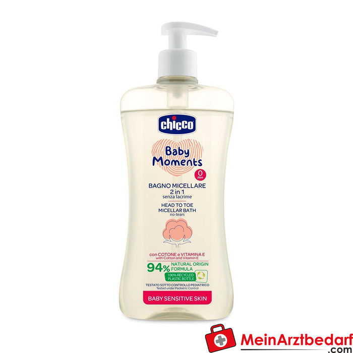 Chicco Baby Sensitive Skin - Micellar Bath For Hair And Body, 500 Ml, 0m+
