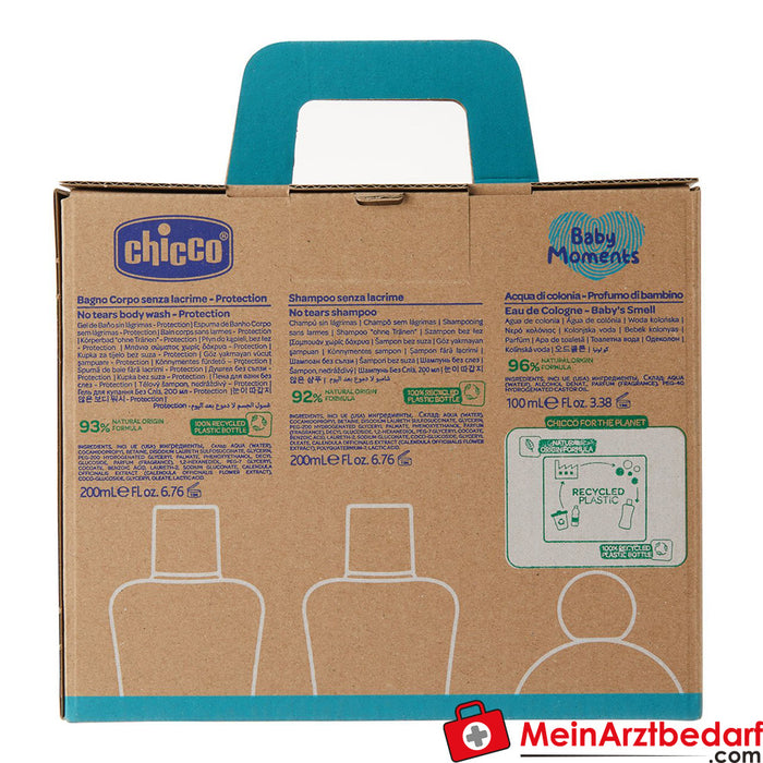 Chicco Baby Moments Set 1: Bagno corpo "senza lacrime" - Protezione, Shampoo "senza lacrime", Acqua di Colonia