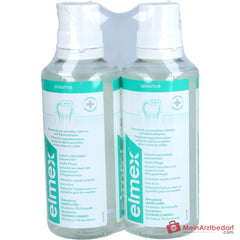 elmex Sensitive Zahnspülung Olaflur / Natriumfluorid Mundspülung, 2x400 ml.