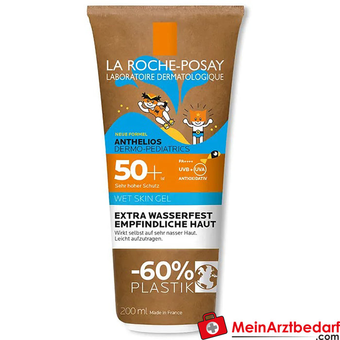 La Roche Posay Anthelios Dermo-Pediatrics Wet Skin Gel SPF 50+ : crème solaire pour les enfants à la peau sensible et sujette aux allergies solaires, 200ml