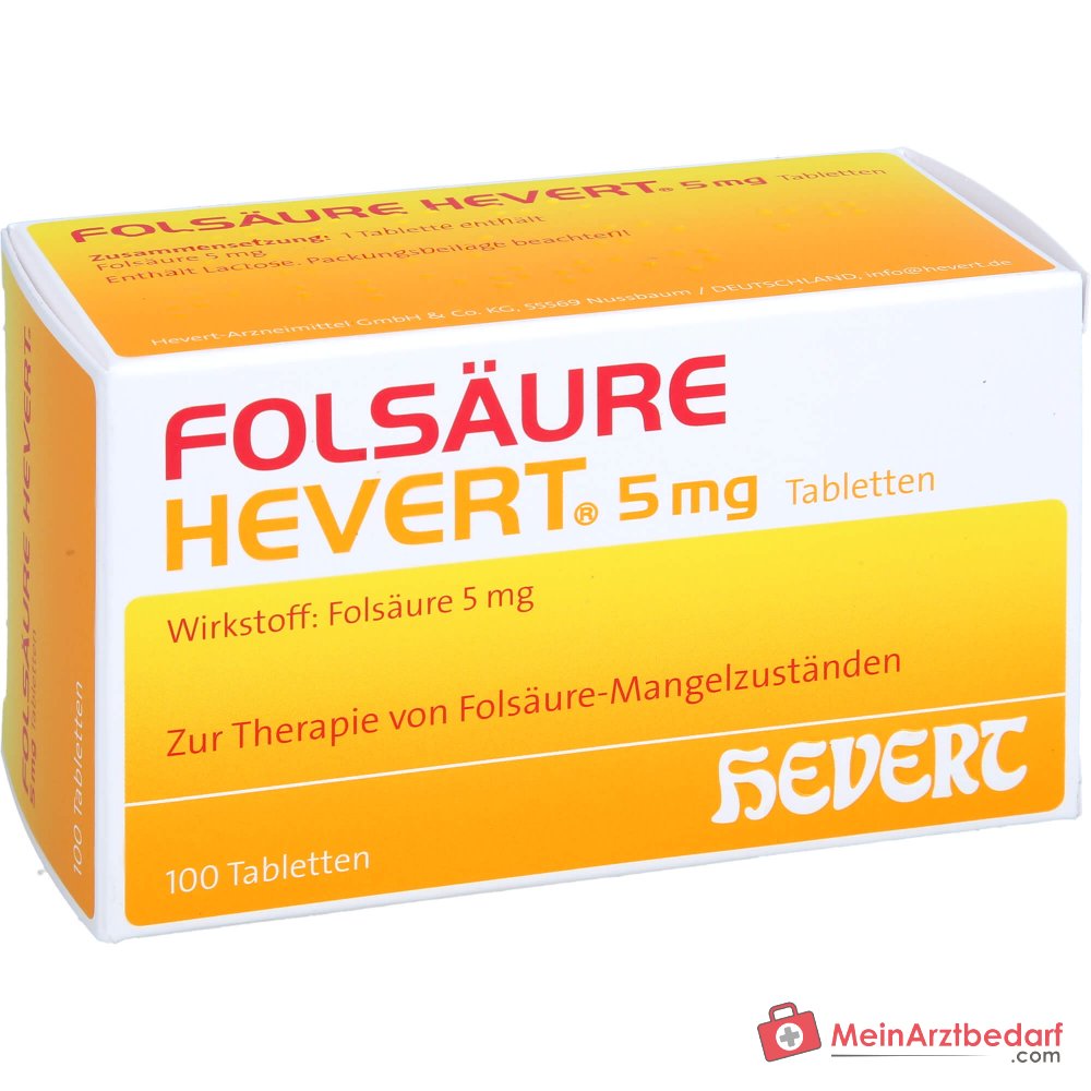 Hevert Folsäure 5 mg Tabletten, 100 St.