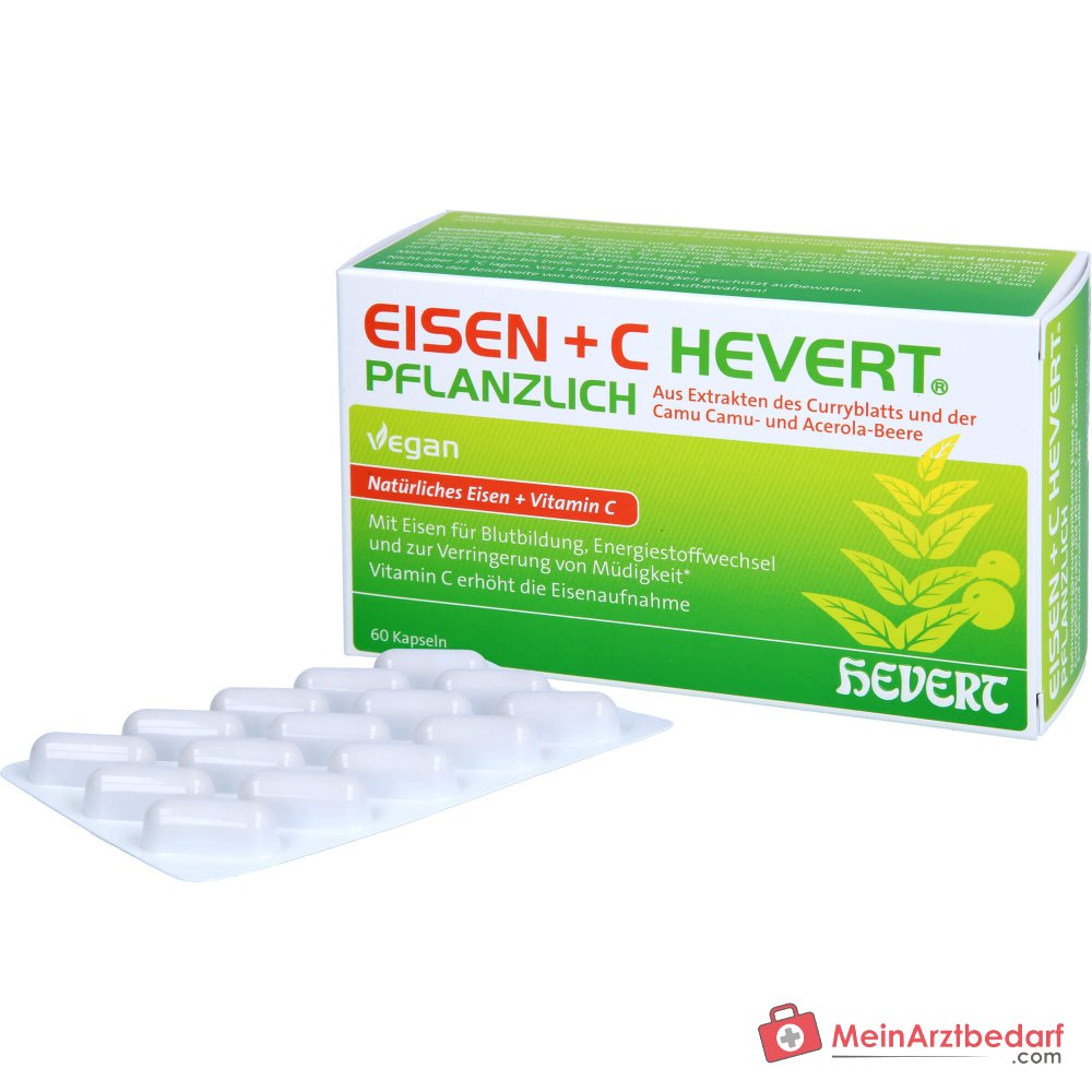 Hevert Eisen+C Plantas Cápsulas de Hierro / Vitamina C, 60 uds.