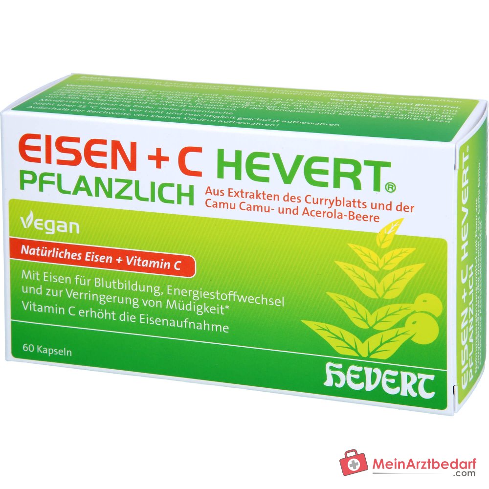 Hevert Eisen+C Plantas Cápsulas de Hierro / Vitamina C, 60 uds.