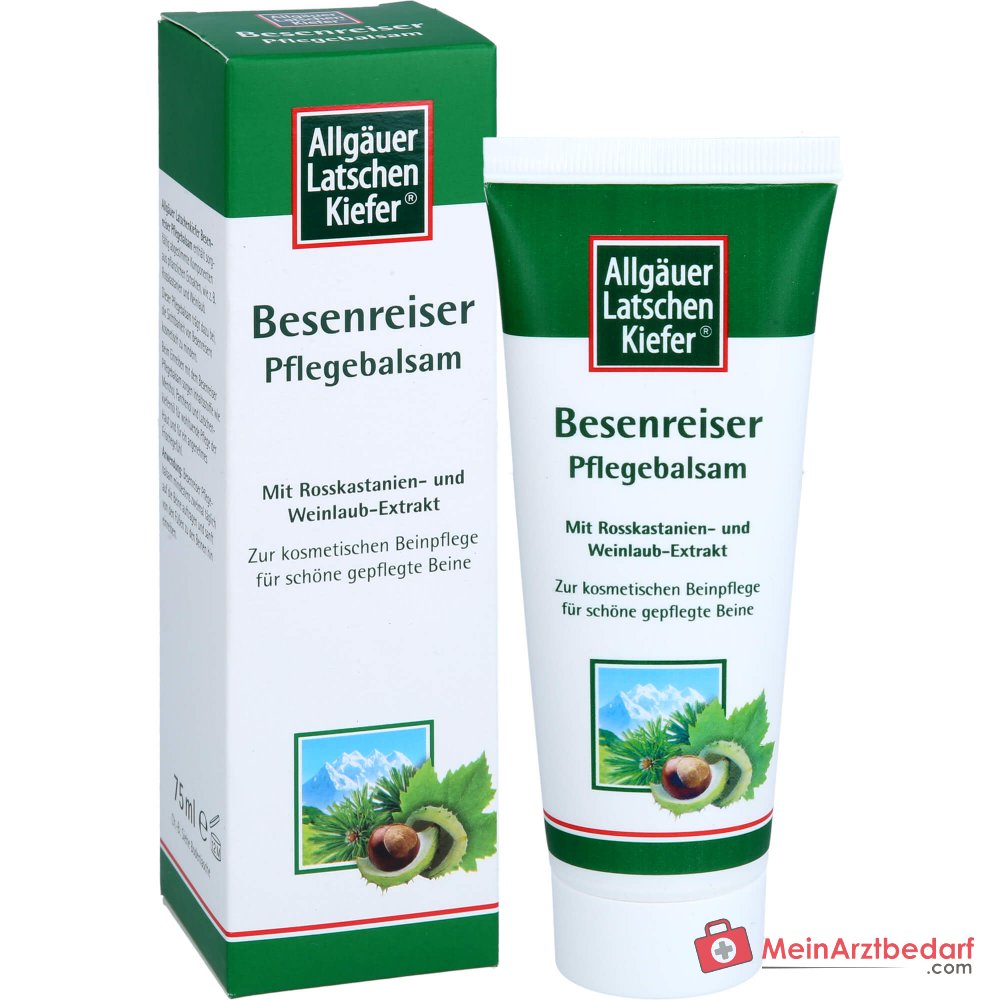 Allgäuer Latschenkiefer Besenreiser Pflegebalsam Latschenkiefernöl / Rosskastanie / Tigerkraut / Weinlaub / Menthol / Panthenol Balsam, 75 ml.