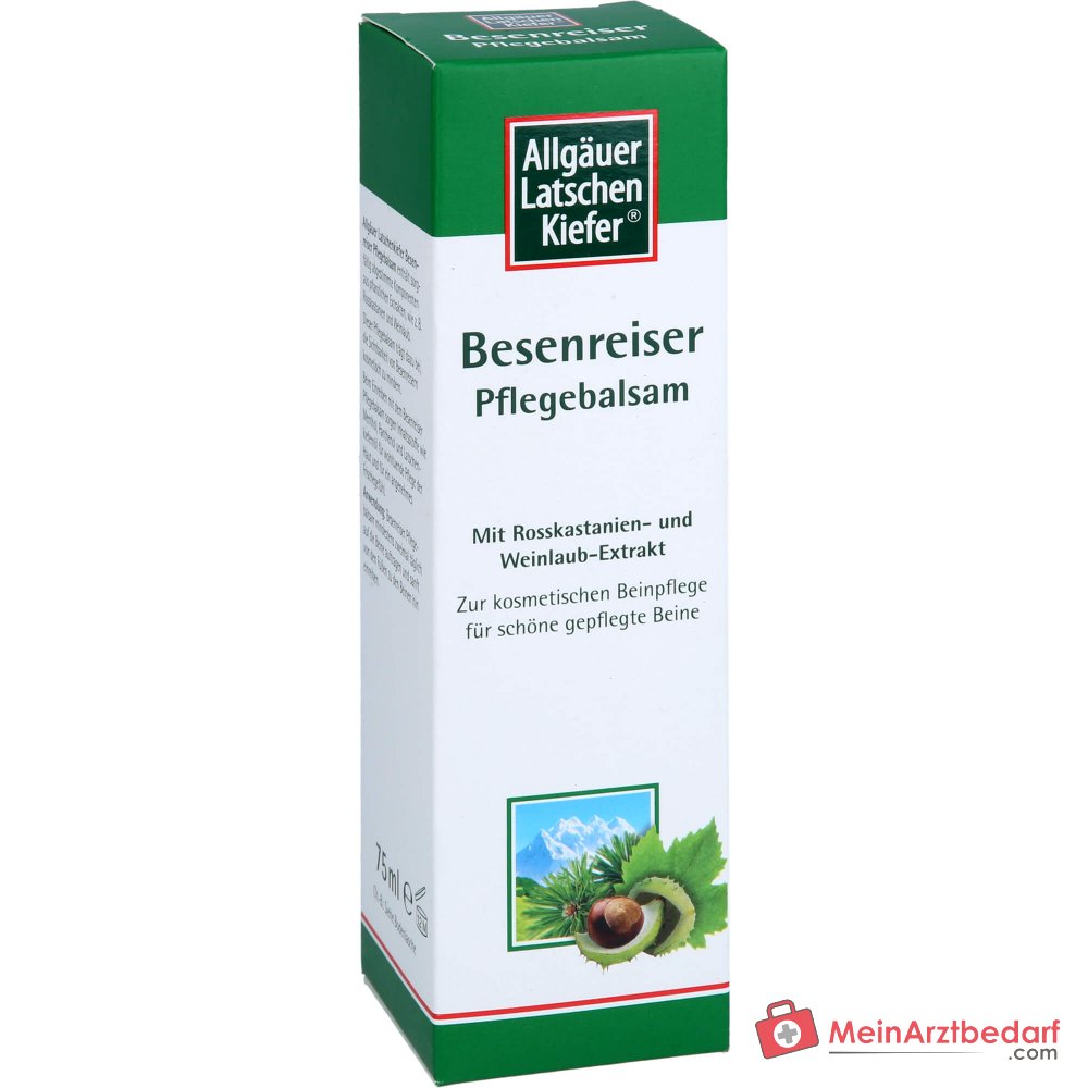 Allgäuer Latschenkiefer Besenreiser Pflegebalsam Latschenkiefernöl / Rosskastanie / Tigerkraut / Weinlaub / Menthol / Panthenol Balsam, 75 ml.