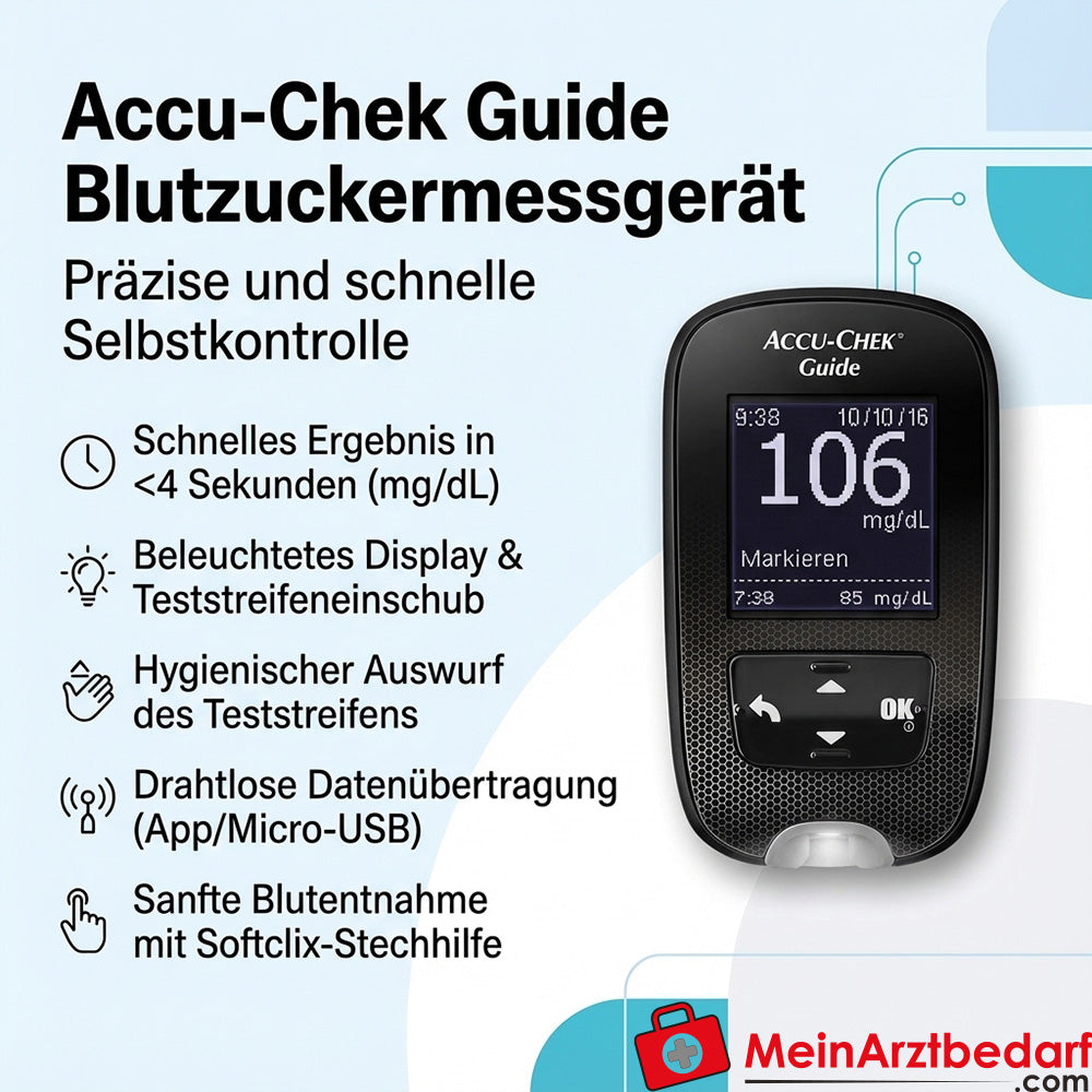 Accu-Chek Guide Set Blutzuckermessgerät (mg/dL) inkl. 10 Teststreifen