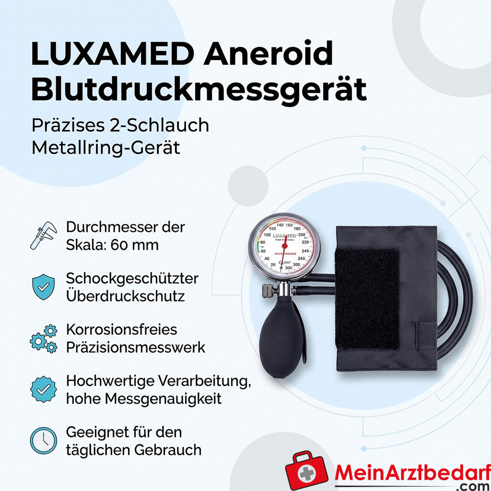 LUXAMED Blutdruckmessgerät 2-Schlauch mit Metallring, schwarz