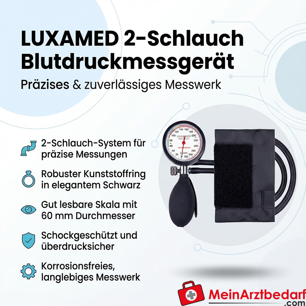 LUXAMED Blutdruckmessgerät 2-Schlauch mit Kunststoffring, schwarz