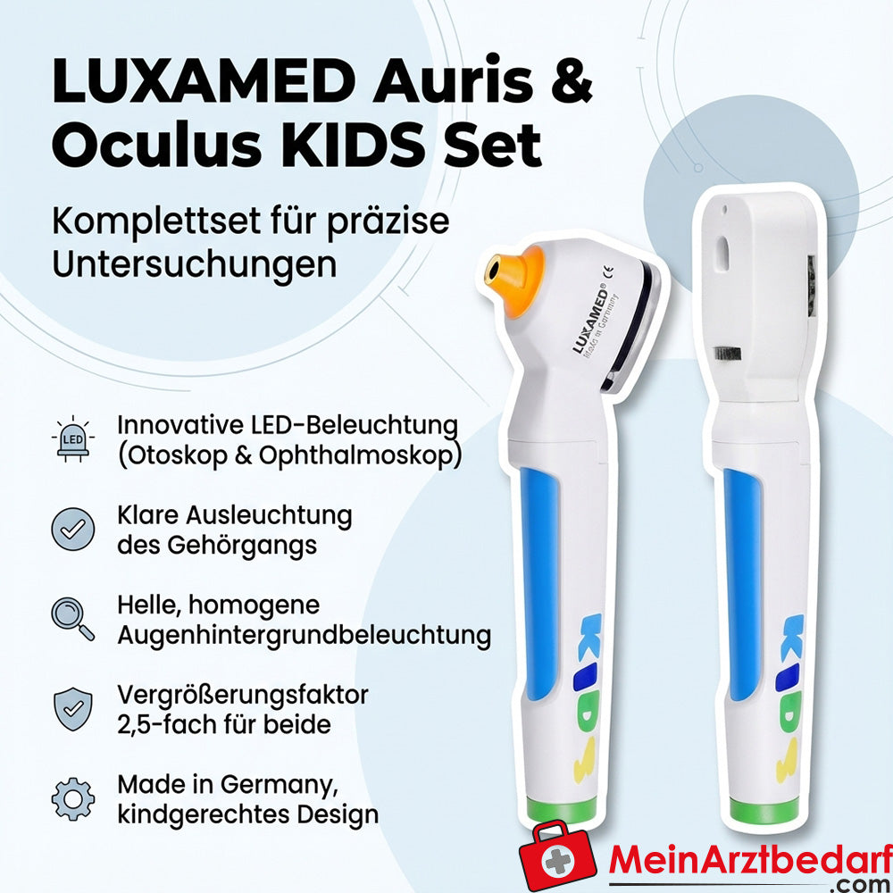LUXAMED LuxaScope Auris Set LED 2.5 V, KIDS (Otoscope + Ophtalmoscope + 2 poignées)