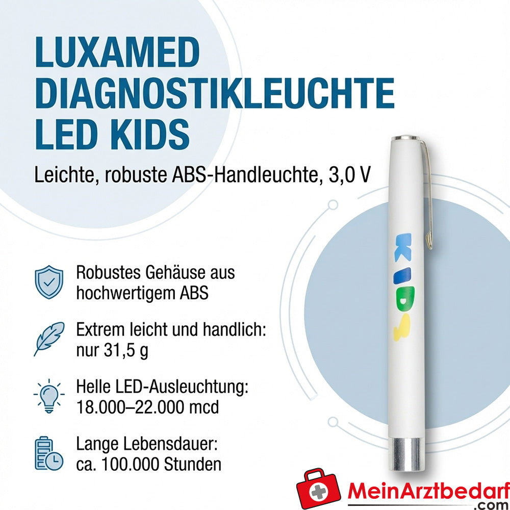 Luxamed diagnostic light LED Kids ABS, 3.0 V, 18,000-22,000 mcd, 7,000 K