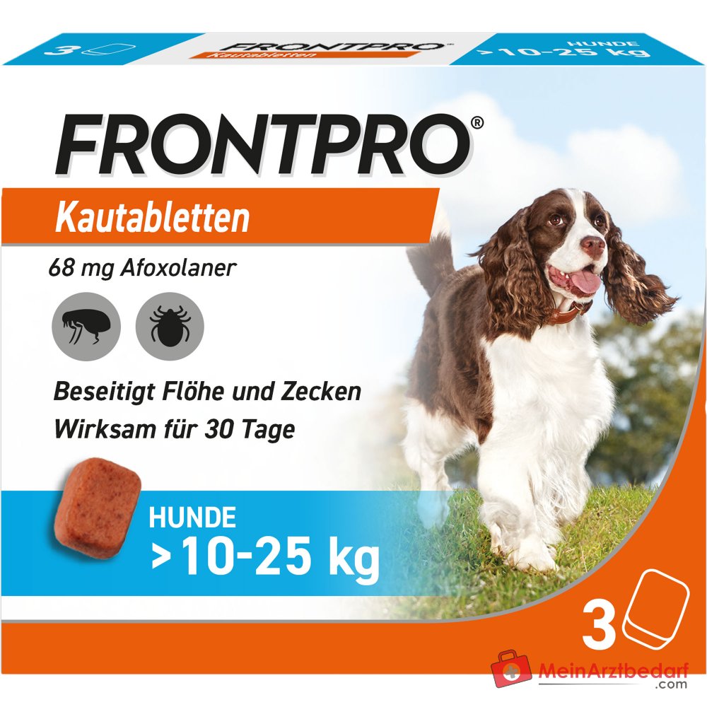 Frontpro comprimidos masticables Afoxolaner 68 mg para perros 10-25 kg 3 unidades