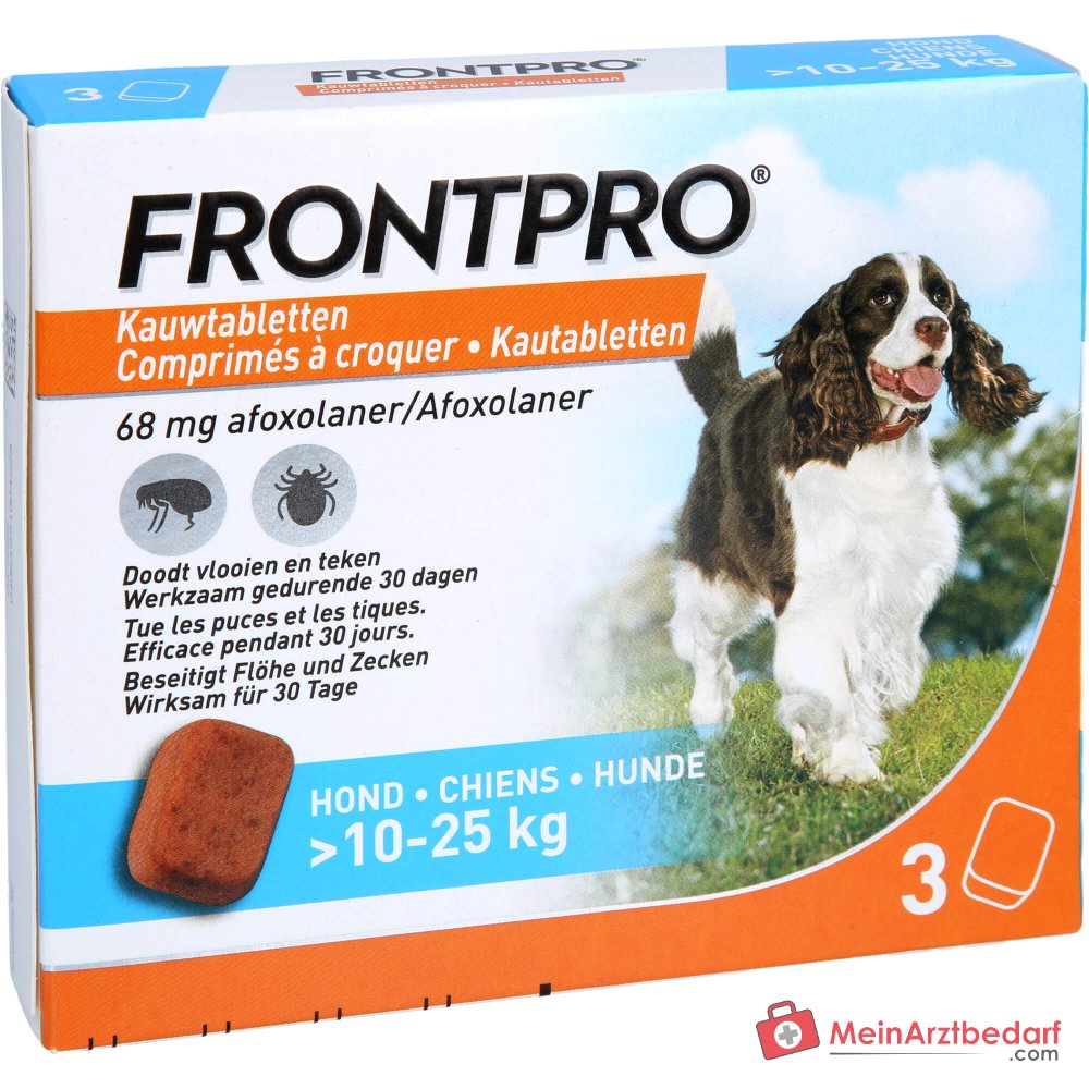Frontpro comprimidos masticables Afoxolaner 68 mg para perros 10-25 kg 3 unidades