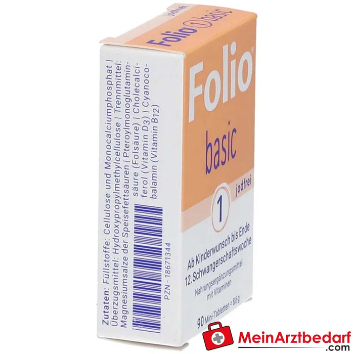 Folio® basic 1 comprimés pelliculés sans iode 90 comprimés