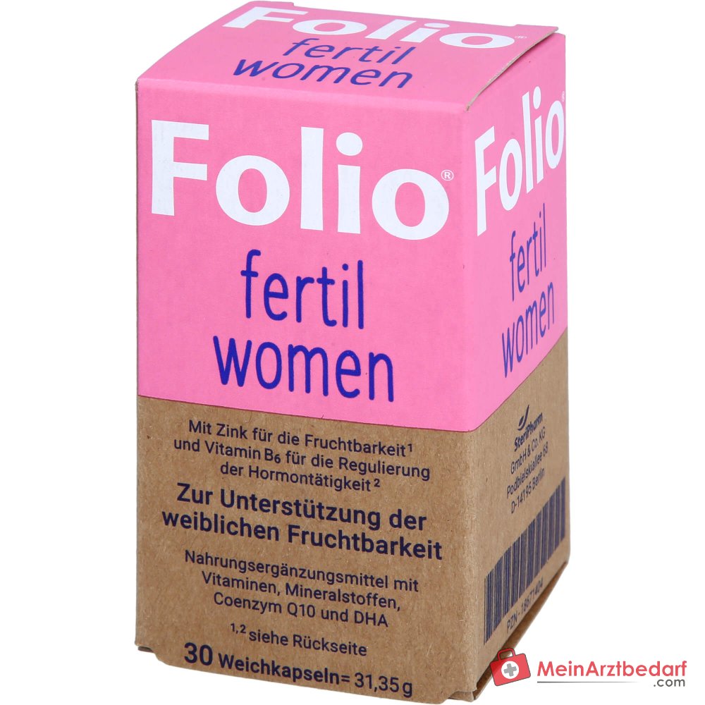 Folio fertil vrouwen soft capsules 35 mg co-enzym Q10, 0,45 mg foliumzuur, 30 stuks.