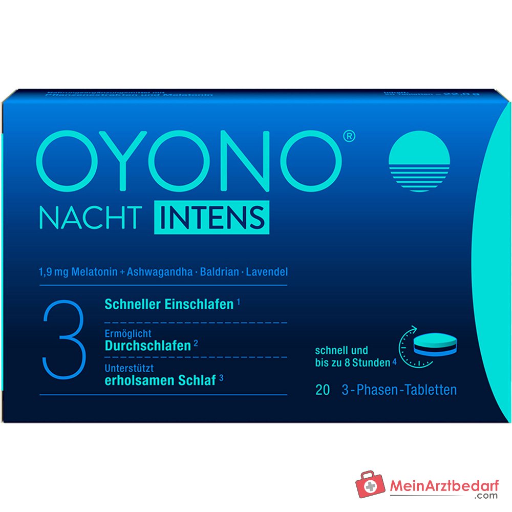 Oyono Notte Intens Melatonina / Valeriana / Lavanda / Ashwagandha Compresse, 20 pz.