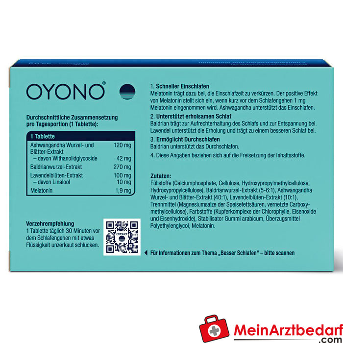 OYONO® Night Intens with 1.9mg melatonin and ashwagandha, valerian, lavender