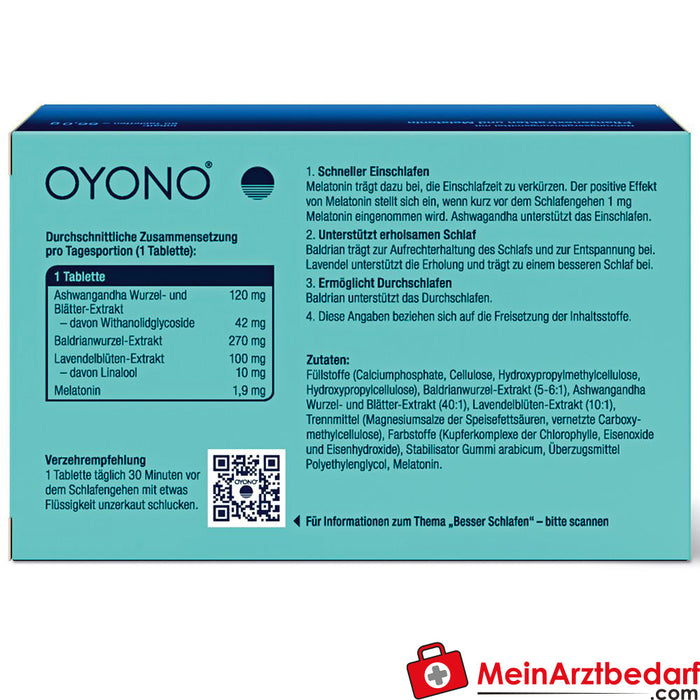 OYONO® Night Intens 含 1.9 毫克褪黑素和灰树叶、缬草、薰衣草