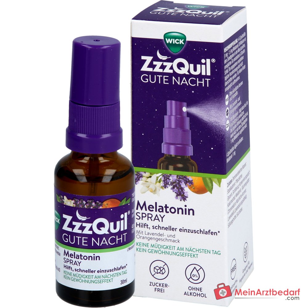 WICK ZzzQuil Gute Nacht Spray Melatonin 1–1,5 mg pro Dosis Einschlafspray 30 ml