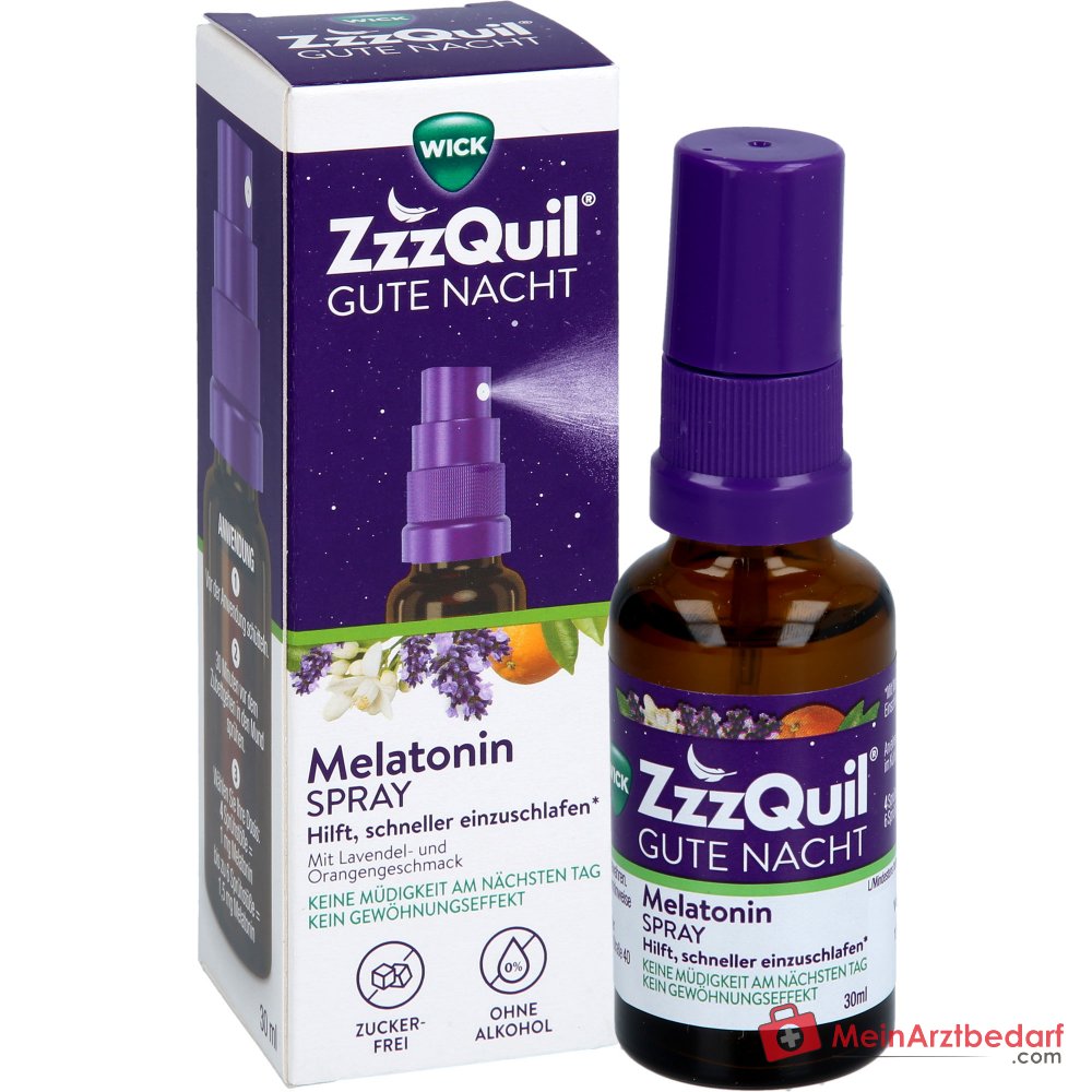 WICK ZzzQuil Gute Nacht Spray Melatonin 1–1,5 mg pro Dosis Einschlafspray 30 ml
