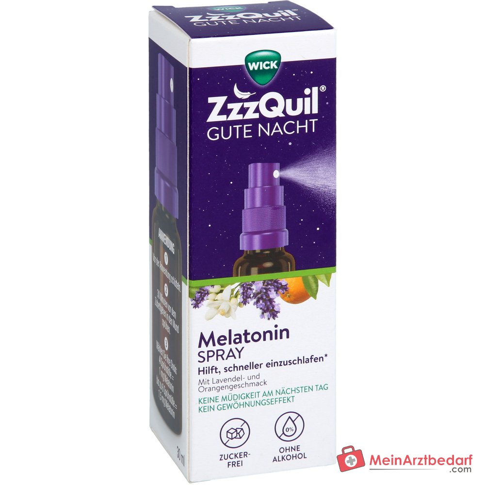 WICK ZzzQuil Gute Nacht Spray Melatonin 1–1,5 mg pro Dosis Einschlafspray 30 ml