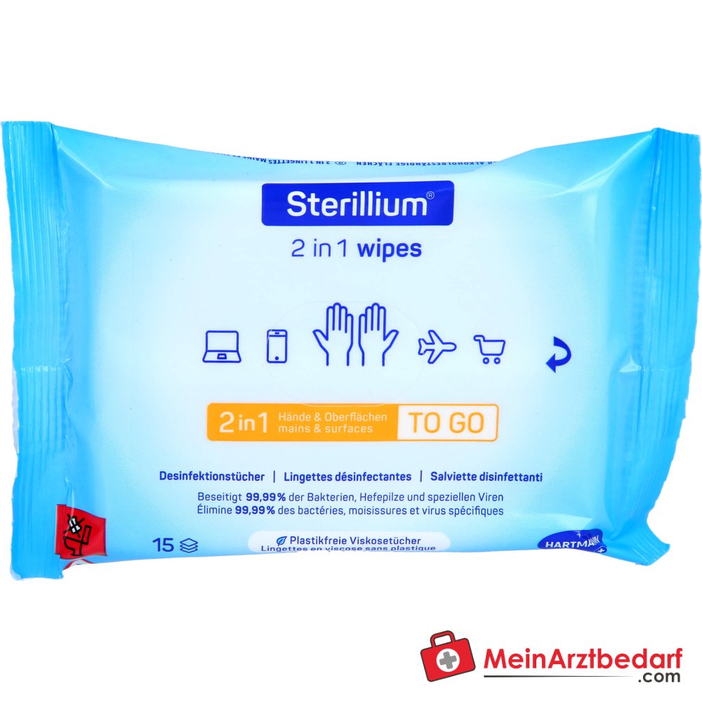 Sterillium 2in1 wipes Desinfektionstücher für Hände und Flächen, 15 St..