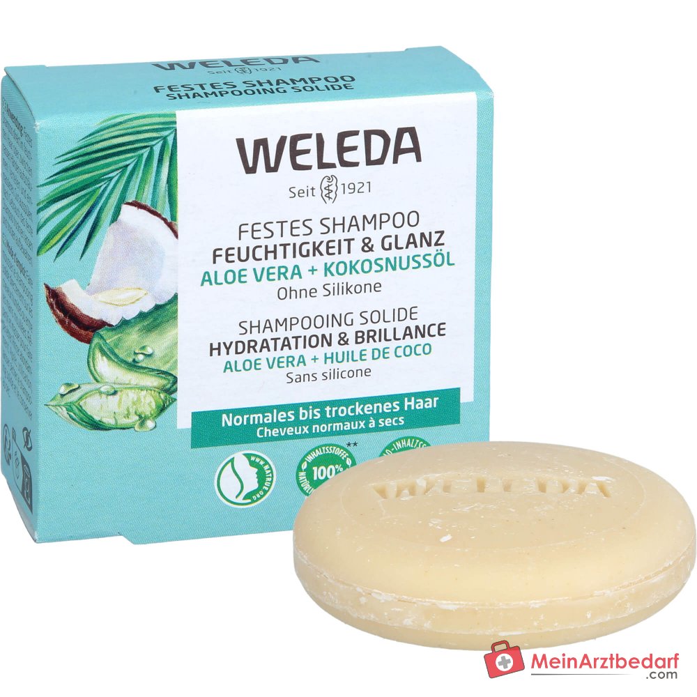 Weleda Festes Shampoo Feuchtigkeit & Glanz Aloe, 50 g