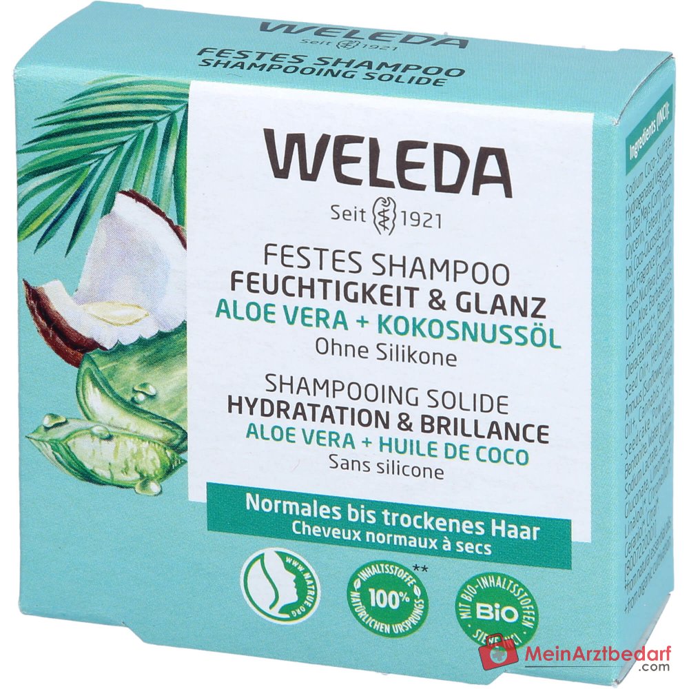 Weleda Festes Shampoo Feuchtigkeit & Glanz Aloe, 50 g