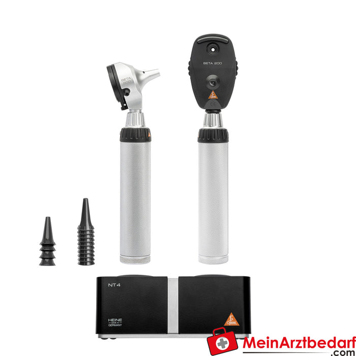 Heine BETA 200 Kit LED - BETA 200 LED Ophthalmoscope + BETA 200 LED F.O. Otoscope + BETA4 NT charging handles + NT4 desktop charger