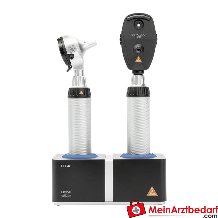 Heine BETA Kit LED - Oftalmoscopio BETA 200 + BETA 400 F.O. Otoscopio + 2x BETA4 NT mango de carga + NT4 cargador de sobremesa