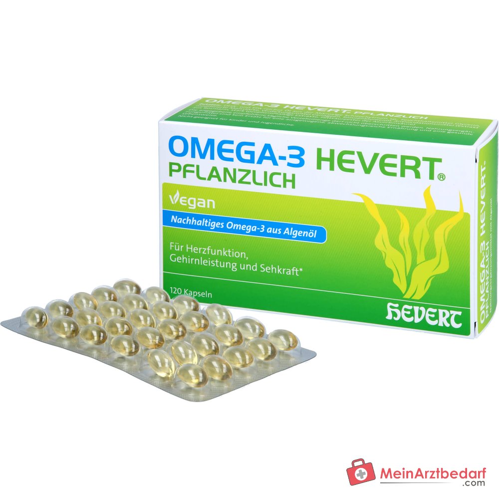 Hevert Omega-3 cápsulas blandas vegetales veganas, 120 uds.