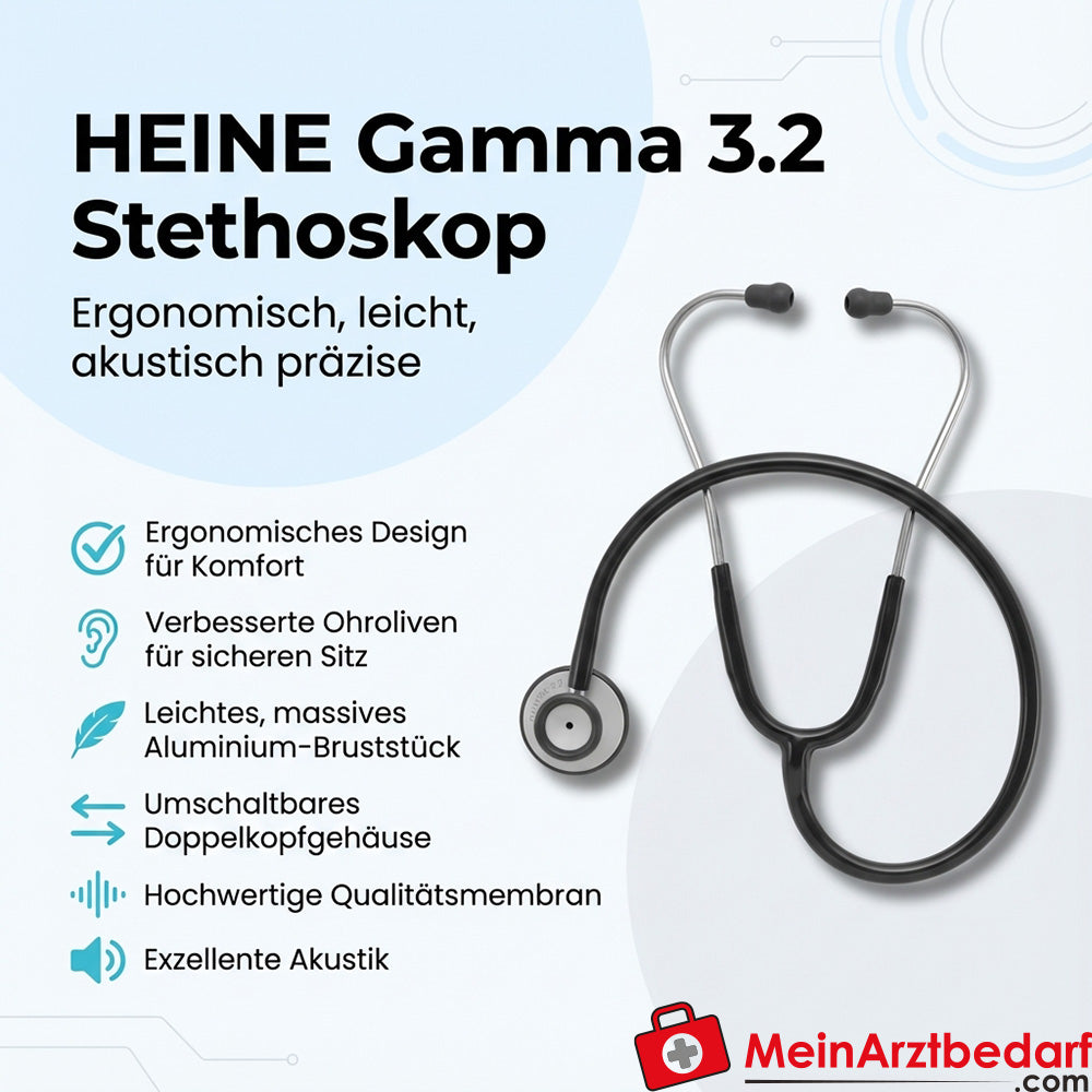 Stetoskop Heine Gamma 3.2 aluminiowa podwójna głowica ergonomiczne słuchawki