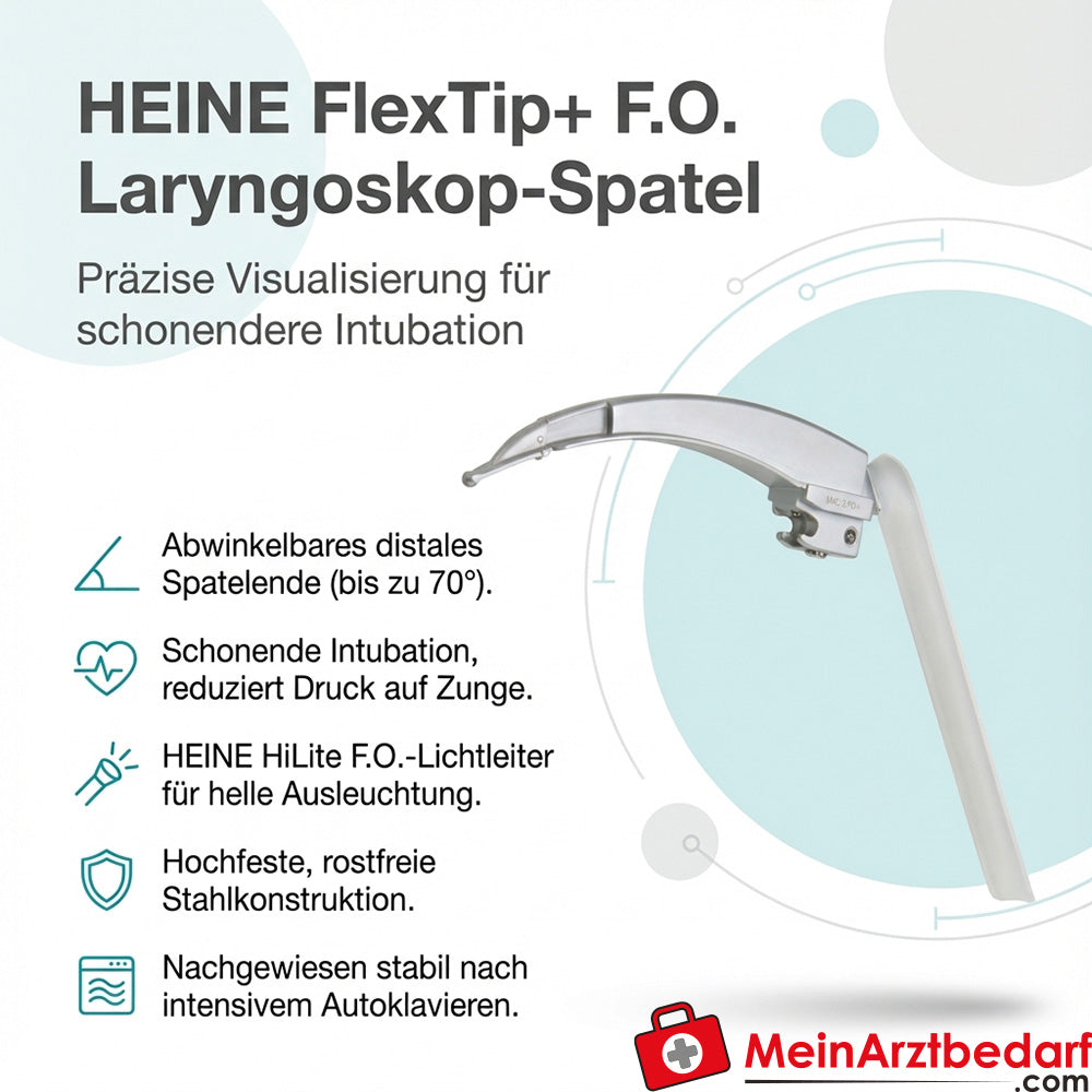 HEINE FlexTip+ F.O. Set de laryngoscope, lames Macintosh Mac 3 & Mac 4, acier inoxydable, fibre optique HiLite