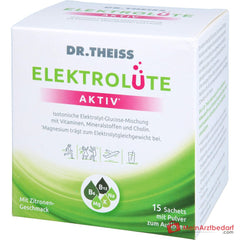 Dr. Theiss Elektrolüte Aktiv Glucose / Vitamin C / Vitamin B6 / Vitamin B12 / Niacin / Magnesium / Kalium / Natrium / Cholin Pulver, 15 Beutel.
