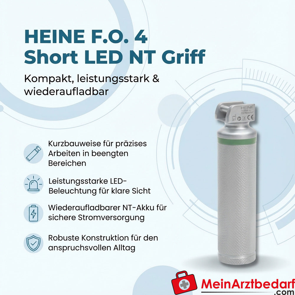 Heine F.O. 4 korte LED NT Laryngoscoop handgreep kort oplaadbaar