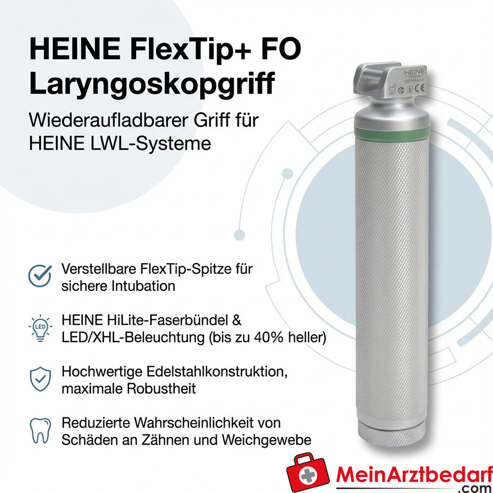 Heine FlexTip FO Laryngoscoopset Mac 3 (115 mm) & Mac 4 (137 mm) met NT 4 Tafeloplader