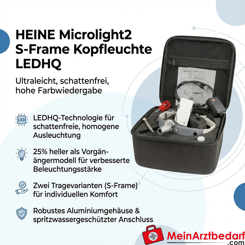 HEINE Microlight2 S-Frame Kopfleuchte LEDHQ Aluminium mit mPack mini