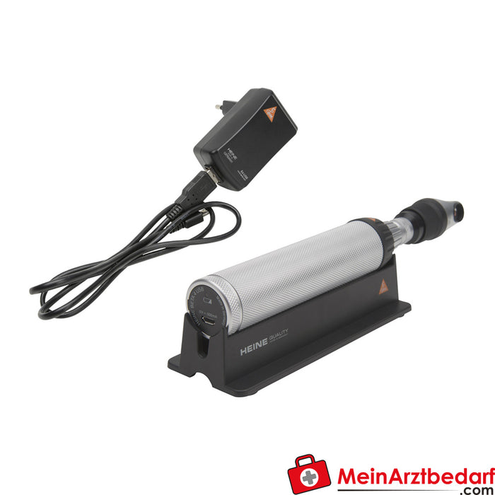 Kit de lámpara de exploración oftalmológica Heine 3,5 V - BETA4 Mango de carga USB + cable USB + fuente de alimentación enchufable