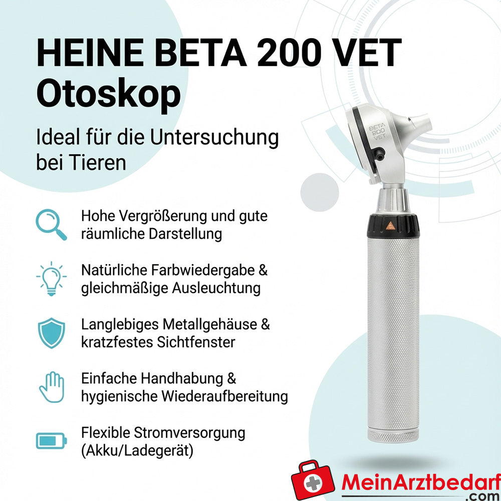 HEINE BETA 200 LED DIERENARTS F.O. Otoscoop met batterijgreep